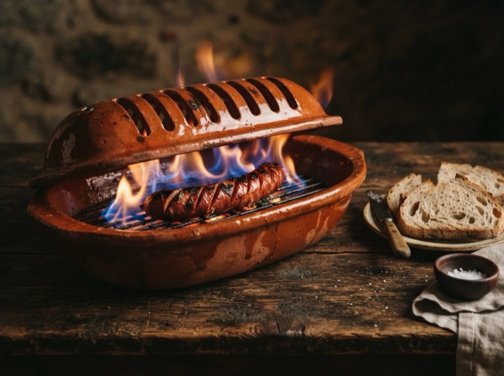 Serving idea: Portuguese clay chouriço grill (assador)