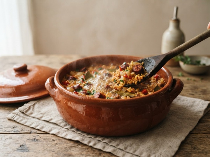 Serving idea: Portuguese hand-painted clay cooking pot