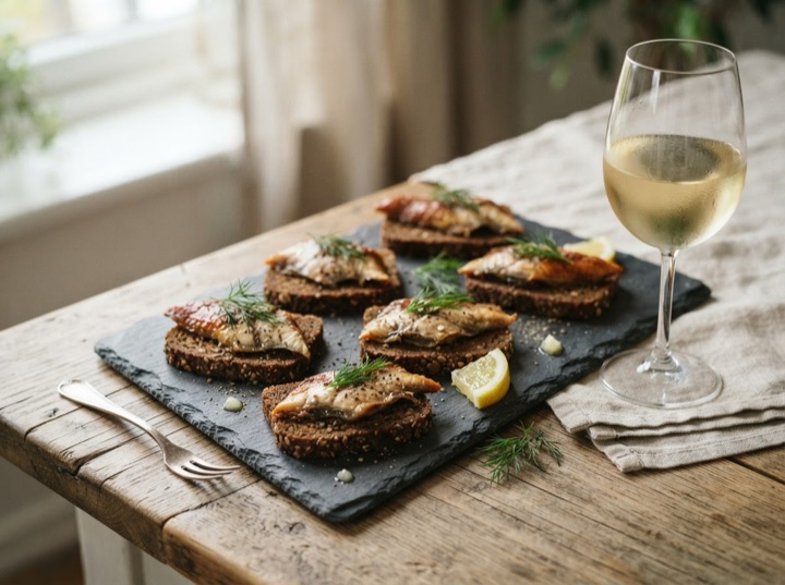 Serving idea: Comur smoked eel fillets, 3 tins