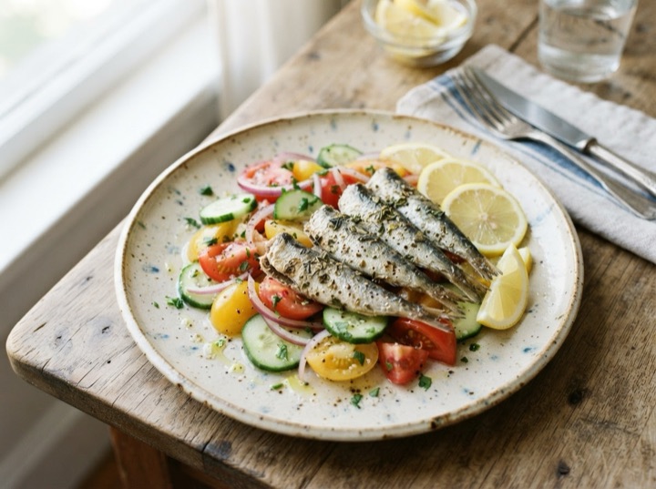 Serving idea: Comur sardines with lemon, 3 tins