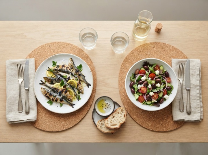 Serving idea: Casafina Portuguese cork oval placemats, set of 4