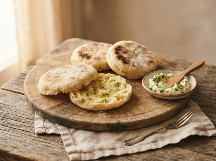 Bolo do Caco in the Air Fryer - Madeira Garlic Bread