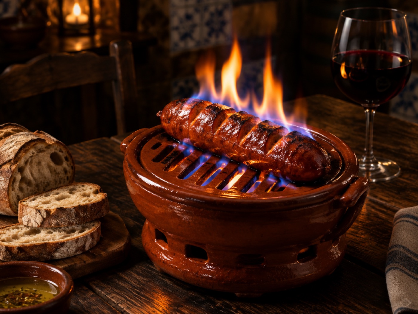 Chouriço Assado Two Ways - Clay Grill or Air Fryer