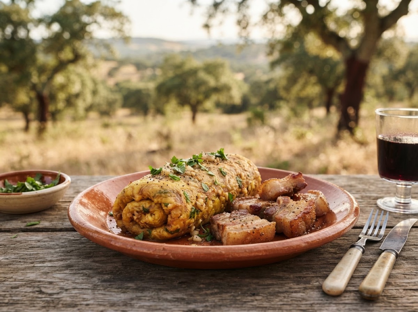 Migas Alentejanas - Bread Migas with Fried Pork